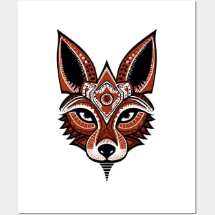 Aztec pattern fox Posters and Art